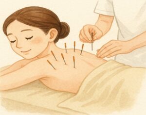 刺激を抑えた鍼の施術。鍼は痛いという不安に配慮して進める